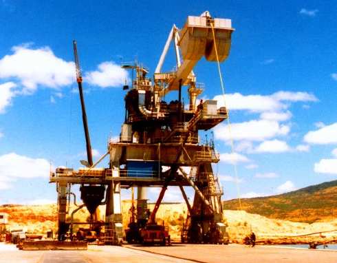 An environmentally friendly dockside bulk cargo loader/unloader.